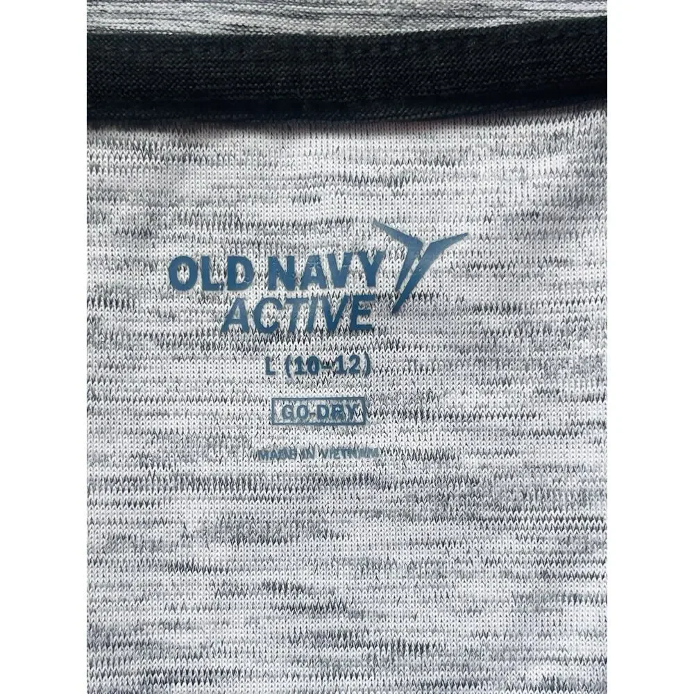 Old Navy Boys Active Go Dry Gray Long Sleeve Performance Shirt Size Large 10/12